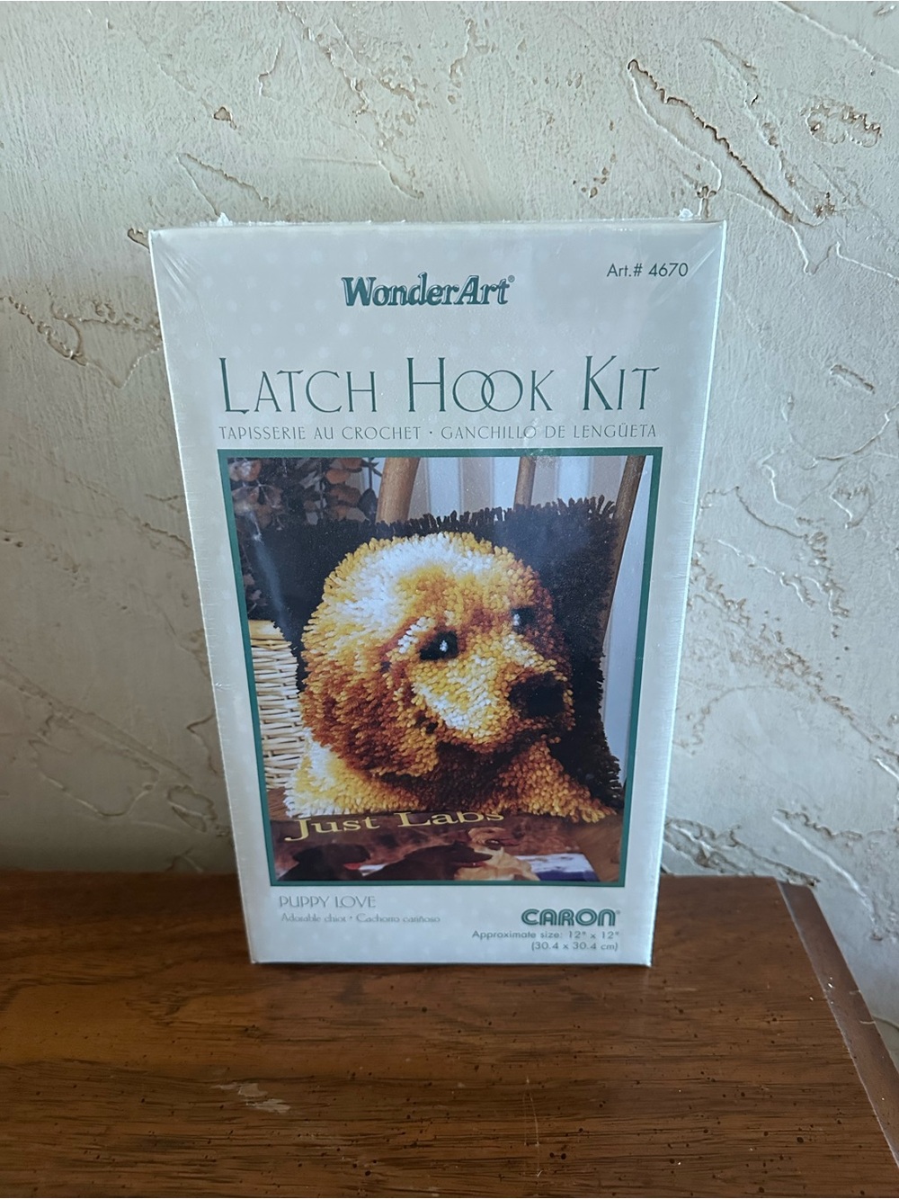 Wonderart Caron Latch Hook Kit - “Puppy Love” Yellow Lab Puppy NEW